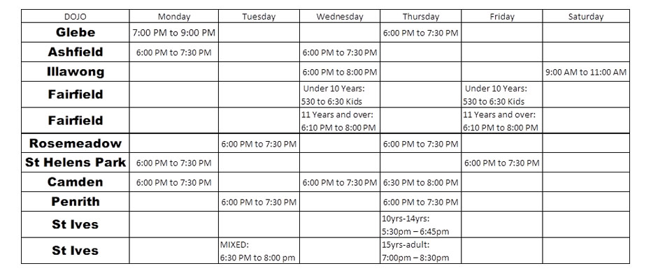 timetable 2020